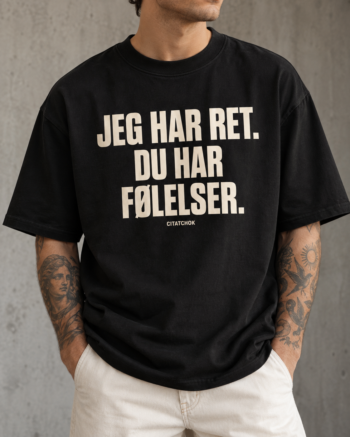 Sort CitatChok T-shirt med citatet Jeg har ret. Du har følelser.